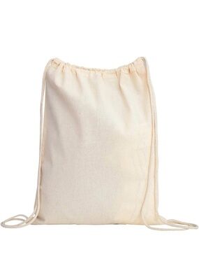 Canvas Drawstring Backpack in Natural Cream 12 Pack